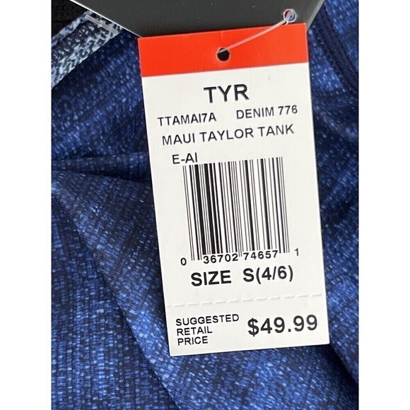 NWT TYR Maui Taylor Tankini Tank Razor Back Swim Denim Color Size Small (4/6) - Picture 9 of 11